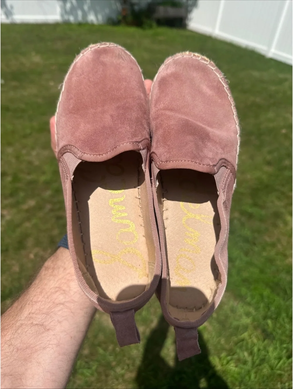 Sam Edelman Platform Espadrille Flats Pink Suede Womens 7M